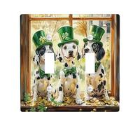 Plaque murale décorative pour interrupteur à double bascule, motif chien dalmatien, pour fenêtre, motif trèfle