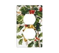 Plaque murale décorative pour interrupteur avec cloches dorées et feuilles de houx pour cuisine, salle de bain, 7 x 11,4 cm