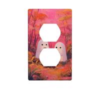Plaque murale décorative pour interrupteur avec deux fantômes blancs mignons dans les bois - Dimensions : 7 x 11,4 cm