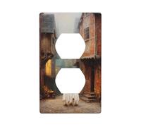 Plaque murale décorative pour interrupteur avec trois petits fantômes dans la vieille ville - 7 x 11,4 cm