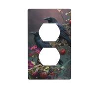 Plaque murale décorative pour interrupteur de cuisine et salle de bain Motif deux corbeaux 7 x 11,4 cm