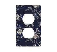 Plaque murale décorative pour interrupteur de cuisine ou salle de bain Bleu roi foncé Motif floral 7 x 11,4 cm
