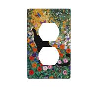 Plaque murale décorative pour interrupteur de cuisine ou salle de bain Motif chat et papillons Noir 7 x 11,4 cm