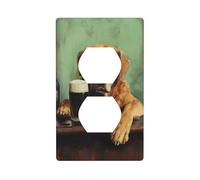 Plaque murale décorative pour interrupteur de cuisine ou salle de bain Motif chien buvant de la bière dans un bar 7 x 11,4 cm