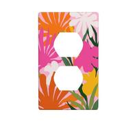 Plaque murale décorative pour interrupteur de cuisine ou salle de bain Motif fleurs tropicales Rose/orange 7 x 11,4 cm