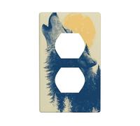 Plaque murale décorative pour interrupteur de cuisine ou salle de bain Motif loup hurlant dans la forêt 7 x 11,4 cm