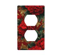 Plaque murale décorative pour interrupteur de cuisine ou salle de bain Motif pivoine rouge 7 x 11,4 cm