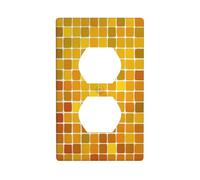 Plaque murale décorative pour interrupteur de cuisine ou salle de bain Motif quadrillage carré Jaune 7 x 11,4 cm