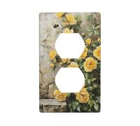 Plaque murale décorative pour interrupteur de cuisine ou salle de bain Motif roses jaunes 7 x 11,4 cm