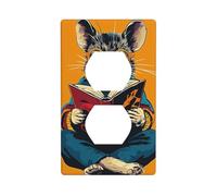 Plaque murale décorative pour interrupteur de cuisine ou salle de bain Motif souris vintage Lecture d'un livre Taille 7 x 11,4 cm