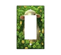 Plaque murale décorative pour interrupteur de la Saint-Patrick en forme de mouton - 1 interrupteur à bascule unique - Motif trèfle amusant - Pour chambre, trèfle