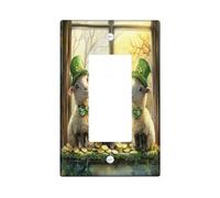 Plaque murale décorative pour interrupteur de la Saint-Patrick en forme de mouton - Plaque murale à bascule unique - Plaque électrique amusante pour fenêtre - Motif trèfle rustique