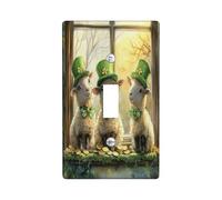 Plaque murale décorative pour interrupteur de la Saint-Patrick en forme de mouton - Plaque murale à bascule unique - Plaque électrique amusante pour fenêtre - Motif trèfle rustique