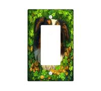 Plaque murale décorative pour interrupteur de la Saint-Patrick, motif chien de Bretagne, 1 interrupteur à bascule simple, trèfle chiot trèfle pour chambre, interrupteur en forme de trèfle