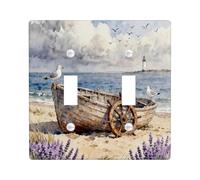 Plaque murale décorative pour interrupteur de plage d'été en bois à double bascule, plaque de commutation électrique pour bateau côtier nautique, façade électrique pour chambre à coucher