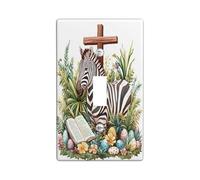 Plaque murale décorative pour interrupteur de printemps, de Pâques, zèbre sauvage, 1 interrupteur à bascule unique, œufs en croix d'animaux sauvages, plaque de commutation électrique pour chambre