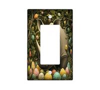 Plaque murale décorative pour interrupteur de printemps et de Pâques avec motif rhinocéros sauvages - Plaque murale à bascule unique - Œufs d'animaux sauvages de la forêt - Plaque électrique pour