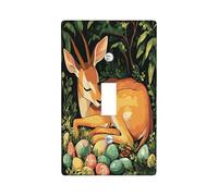 Plaque murale décorative pour interrupteur de printemps, Pâques, antilope, faune sauvage, plaque murale à bascule unique, œufs d'animaux sauvages, plaque de commutation électrique, plaque frontale