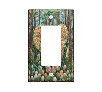 Plaque murale décorative pour interrupteur de printemps, Pâques, éléphant, faune sauvage, plaque murale à bascule unique, œufs d'animaux de la jungle vintage, plaque de commutation électrique