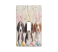 Plaque murale décorative pour interrupteur de printemps, Pâques, motif chien Bretagne, 1 interrupteur à bascule unique, œufs mignons et amusants, chiot plaque d'interrupteur électrique pour chambre