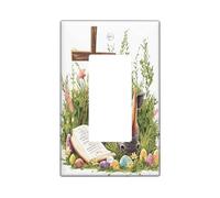 Plaque murale décorative pour interrupteur de printemps, Pâques, rhinocéros sauvages, 1 interrupteur à bascule unique, motif animaux sauvages, croix d'œufs, plaque électrique pour chambre, vacances