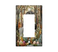 Plaque murale décorative pour interrupteur de printemps, Pâques, zèbre sauvage, 1 interrupteur électrique, plaque murale à bascule unique, œufs d'animaux de la jungle, plaque de commutation électrique