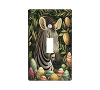 Plaque murale décorative pour interrupteur de printemps, Pâques, zèbre sauvage, plaque murale à bascule unique, œufs d'animaux sauvages de la forêt, plaque de commutation électrique, plaque frontale