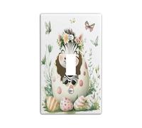 Plaque murale décorative pour interrupteur de printemps, Pâques, zèbre sauvage, plaque murale à bascule unique, plaque électrique amusante pour chambre à coucher