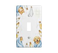 Plaque murale décorative pour interrupteur de salle de bain en forme de chat - Serviette fantaisie ludique - Sans plastique jaune - Taille standard - Pour maison, salon, nouvel appartement (simple)