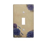 Plaque murale décorative pour interrupteur de salle de bain, motif pivoine, libellule naturelle, feuille de printemps, en plastique de taille standard pour chambre à coucher, bureau, cuisine, entrée