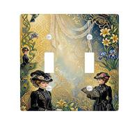 Plaque murale décorative pour interrupteur double paon - Motif colibri vintage - Sans plastique doré - Taille standard - Pour nouvel appartement, maison, chambre à coucher, bureau