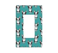 Plaque murale décorative pour interrupteur en polycarbonate thermoplastique - Motif chiens boston terrier - Taille standard - 11,2 x 6,9 cm