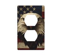 Plaque murale décorative pour interrupteur Motif aigle à tête blanche et drapeau des États-Unis 7 x 11,4 cm