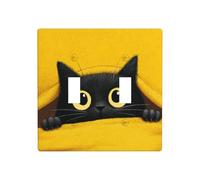 Plaque murale décorative pour interrupteur Motif chat noir et jaune 11,4 x 11,4 cm