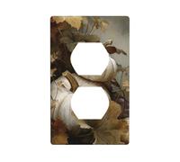 Plaque murale décorative pour interrupteur Motif citrouilles blanches et feuilles d'automne 7 x 11,4 cm