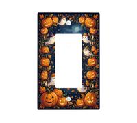 Plaque murale décorative pour interrupteur, motif citrouilles, feuilles fantômes, Halloween, orange, pour maison, salon, chambre à coucher, salle de bain