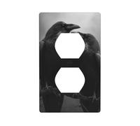 Plaque murale décorative pour interrupteur Motif deux corbeaux sur une branche sombre et gothique 7 x 11,4 cm