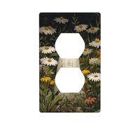Plaque murale décorative pour interrupteur Motif fantôme dans champ de fleurs blanches 7 x 11,4 cm