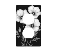 Plaque murale décorative pour interrupteur Motif fleurs noires et blanches 7 x 11,4 cm