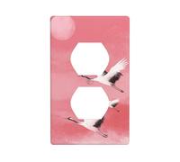 Plaque murale décorative pour interrupteur Motif grues blanches volantes sur rose Taille 7 x 11,4 cm