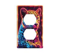 Plaque murale décorative pour interrupteur Motif léopard dans un cadre néon pour cuisine, salle de bain, 7 x 11,4 cm