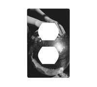 Plaque murale décorative pour interrupteur Motif mains de femme reposant sur une grande boule disco 7 x 11,4 cm