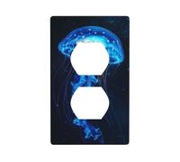 Plaque murale décorative pour interrupteur Motif méduse bleue Océan foncé 7 x 11,4 cm