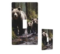 Plaque murale décorative pour interrupteur Motif mère ours et ses petits