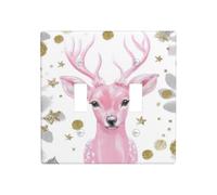 Plaque murale décorative pour interrupteur Motif petit cerf Rose 11,4 x 11,4 cm