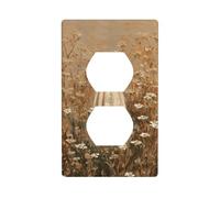 Plaque murale décorative pour interrupteur Motif petit fantôme dans un champ de fleurs sauvages Beige 7 x 11,4 cm