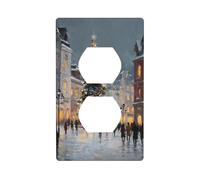 Plaque murale décorative pour interrupteur Motif sapin de Noël et rues enneigées 7 x 11,4 cm