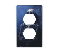 Plaque murale décorative pour interrupteur Motif squelette avec bras croisés Pour cuisine, salle de bain, 7 x 11,4 cm