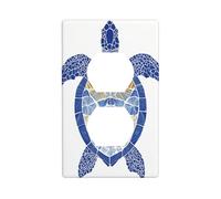 Plaque murale décorative pour interrupteur Motif tortue de mer Bleu et doré 7 x 11,4 cm