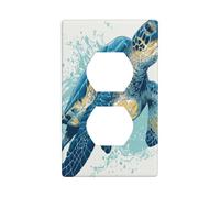 Plaque murale décorative pour interrupteur Motif tortue de mer bleue 7 x 11,4 cm